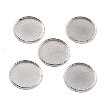 316 Surgical Stainless Steel Cabochon Tray Settings, Plain Edge Bezel Cups, Flat Round, Stainless Steel Color, 17.5x1.5mm
