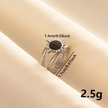 Stylish Sun Enamel Open Cuff Ring, Simple Stainless Steel Jewelry for Women