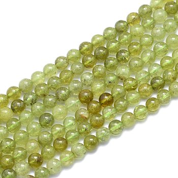 Natural Green Garnet Beads Strands, Round, Alice Blue, 6mm, Hole: 0.8mm, about 60pcs/Strand, 14.96 inch(38cm)