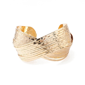 Alloy Criss Cross Open Cuff Bangle for Women, Light Gold, Inner Diameter: 2 inch(5.2cm)