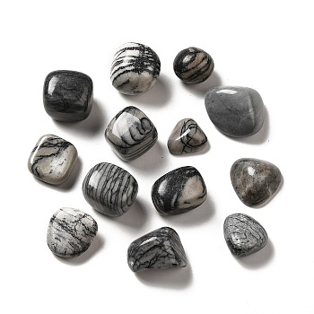 Natural Black Netstone Beads, Tumbled Stone, Vase Filler Gems, No Hole/Undrilled, Nuggets, 17~30x15~27x8~22mm
