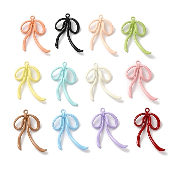 Alloy with Spary Painted Pendants, Lead Free & Nickel Free & Cadmium Free, Bowknot, Mixed Color, 37x26x5mm, Hole: 1.8mm