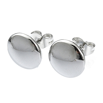 201 Stainless Steel Stud Earrings, with 304 Stainless Steel Pins, Plain Flat Round, Stainless Steel Color, 10mm