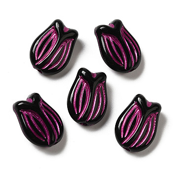 Opaque Acrylic Beads, Tulip, Black, 16x11.5x7mm, Hole: 2mm, about: 670pcs/500g