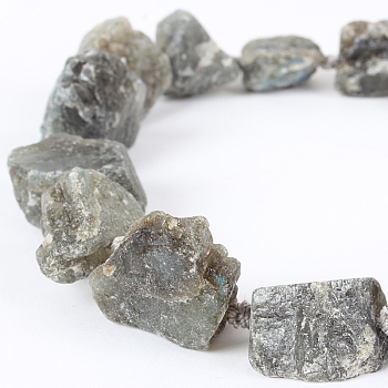 Natural Gemstone Labradorite Rough Nuggets Bead Strands, 13~40x10~26x10~23mm, Hole: 2mm, about 14~19pcs/strand, 16.54 inch