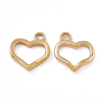Ion Plating(IP) 304 Stainless Steel Pendants, Heart Charm, Real 18K Gold Plated, 19x17.5x2mm, Hole: 3mm