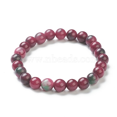 Jade naturel bracelets perles stretch teints(BJEW-A117-C-04)-2