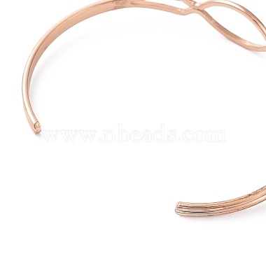 латунный полый овальный браслет с открытой манжетой(BJEW-B070-01RG)-3