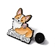 Creative Cartoon Cute Corgi Dog I Woof You Zinc Alloy Brooches(JEWB-U001-01M)-3