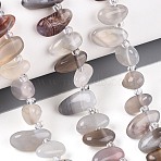 Natural Botswana Agate Beads Strands, Nuggets, Top Drilled, Tumbled Stone, with Seed Beads, 9.5~25x4~11.5x3.5~8mm, Hole: 0.8~1mm, about 42~61pcs/strand, 14.96~16.14''(38~41cm)(G-Z091-A30)