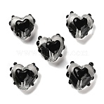 Handmade Lampwork Beads, with Enamel, Heart, Black, 12~16x12~16x8.5~9.5mm, Hole: 1.4mm(LAMP-I028-01C)
