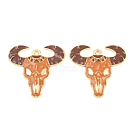 West Cowboy Theme Alloy Enamel Pendants, Cattle Charms, Golden, Sandy Brown, 27x28x2mm, Hole: 1.6~1.8mm(ENAM-L056-01B-04)