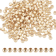 Brass Beads, Long-Lasting Plated, Round, Real 14K Gold Plated, 2.4x2mm, Hole: 1mm, 300pcs/box(KK-BBC0009-71A)