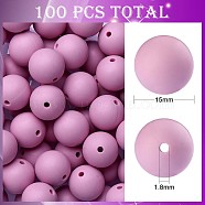 100Pcs Silicone Beads Round Rubber Bead 15MM Loose Spacer Beads for DIY Supplies Jewelry Keychain Making, Plum, 15mm(JX462A)