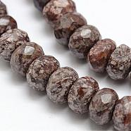 Faceted Natural Brown Snowflake Obsidian Rondelle Beads Strands, 8x5mm, Hole: 1mm, about 76pcs/strand, 15.2 inch(G-K090-06)