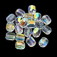 AB Color Plated Glass Beads, Faceted Barrel, Clear, 8.5x7.5mm, Hole: 1.4mm(GLAA-F108-12B-15)
