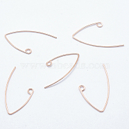 Brass Earring Hooks, with Horizontal Loop, Plated, Rose Gold, 29x15mm, Hole: 2mm, 22 Gauge, Pin: 0.6mm, 22 Gauge, Pin: 0.6mm(KK-K197-60RG)