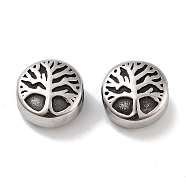 Column 304 Stainless Steel  Beads, Antique Silver, Tree, 10x5.5mm, Hole: 2mm(STAS-M057-36AS)