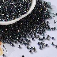 Glass Seed Beads, Opaque Colours Rainbow, Cylinder, Black, 2.5x2mm, Hole: 1.4mm(SEED-S042-13A-19)