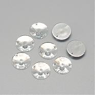 Sew on Rhinestone, Transparent Acrylic Rhinestone, Two Holes, Garment Accessories, Garment Accessories, Faceted, Half Round/Dome, Clear, 18x5.5mm, Hole: 0.8~1mm(GACR-Q020-18mm-04)