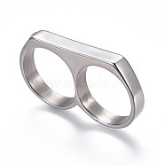 304 Stainless Steel Finger Rings, Double Rings, Stainless Steel Color, Size 7~12, 17~21.5mm(RJEW-O032-13P)