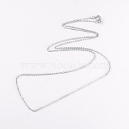 Tarnish Resistant 304 Stainless Steel Cable Chain Necklaces, with Lobster Claw Clasps, Stainless Steel Color, 18 inch(46cm)(NJEW-JN01526-02)