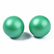 Painted Round Schima Wood Earrings for Girl Women, Stud Earrings with 316 Surgical Stainless Steel Pins, Medium Sea Green, 15mm, Pin: 0.7mm(EJEW-T017-01C)