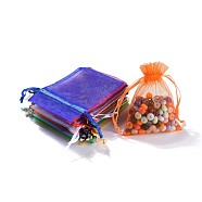 Rectangle Organza Gift Bags, Jewelry Packing Drawable Pouches, with Vacuum Packing, Mixed Color, 9x7cm(OP-P001-01)