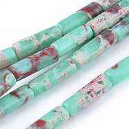 Synthetic Imperial Jasper Beads Strands, Dyed, Column, Dark Turquoise, 13~15x4.5mm, Hole: 1mm, about 28~29pcs/strand, 14.96 inch~15.5 inch(38~39.5cm)(X-G-L496-A11)