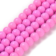 Painted Glass Bead Strands, Baking Paint, Round, Hot Pink, 8~8.5mm, Hole: 1.6mm, about 103pcs/strand, 30.12 inch(76.5cm)(DGLA-XCP0001-14)