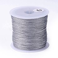 9-Ply Metallic Thread, Embroidery Thread, for Jewelry Making, Round, Silver, 0.6mm, about 36.09 Yards(33m)/Roll(OCOR-G012-01C-02)