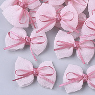 Handmade Woven Costume Accessories, Bowknot & Hair Bows, Pink, 35~40x44.5~48x12~14mm(WOVE-T014-01M)