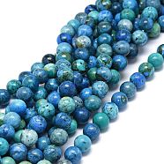 Natural Chrysocolla Beads Strands, Round, 10~10.5mm, Hole: 1mm, about 39pcs/strand, 15.55 inches(39.5cm)(G-O201A-01C)