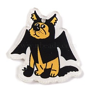 Printed Acrylic Pendant, Halloween Theme, Dog, 40.5x32x1.5mm, Hole: 2mm(FIND-H003-04B)