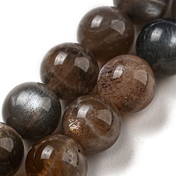 Natural Black Moonstone Beads Strands, Round, 6mm, Hole: 1mm, about 65pcs/strand, 15.43''(39.2cm)(G-A219-A01-02)