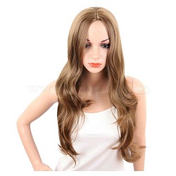 Long Wavy Wigs for Women, Synthetic Wigs, Heat Resistant High Temperature Fiber, SaddleBrown, 21.6inches(55cm)(OHAR-E018-05)