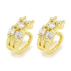 Brass Micro Pave Cubic Zirconia Cuff Earrings, for Women, Real 18K Gold Plated, 14.5x6.5mm(EJEW-C104-042G)