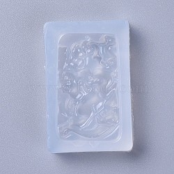 Pendant Food Grade Silicone Molds, Resin Casting Molds, For UV Resin, Epoxy Resin Jewelry Making, White, 50x33x10mm, Hole: 1.5mm, Inner Diameter: 42x24mm(DIY-L026-026)
