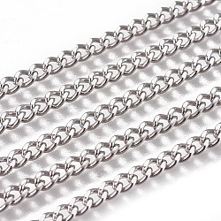 3.28 Feet Handmade 304 Stainless Steel Curb Chains, Twisted Chains, Unwelded, Faceted, Stainless Steel Color, 4x3x1.5mm, Wire: 0.8mm(X-STAS-F229-06A-P)