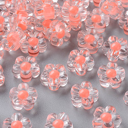 Transparent Acrylic Beads, Bead in Bead, Flower, Salmon, 12x12.5x6mm, Hole: 2.5mm, about 893pcs/500g(TACR-S152-06A-SS2109)