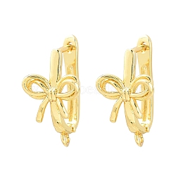 Brass Hoop Earring Findings, Bowknot, with Loop, Long-Lasting Plated, Lead Free & Cadmium Free, Golden, 23.5x13.5x13.5mm, Hole: 2mm, Pin: 1.1mm(KK-CBA5558-02G)