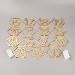 Acrylic Display Holder Sets, Hexagon with Number 1~15 , Gold, 9.7x11x0.2cm(AJEW-WH0235-02B)