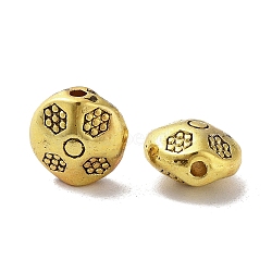 Tibetan Style Alloy Beads, Cadmium Free & Lead Free, Flat Round, Antique Golden, 8.5x9x5.5mm, Hole: 1.5mm, about 833pcs/1000g(FIND-A035-12AG)