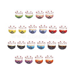 Handmade Porcelain Beads, Famille Rose Porcelain, Lucky Cat, Mixed Color, 14x12.5x11.5mm, Hole: 2mm(PORC-WH0016-02)