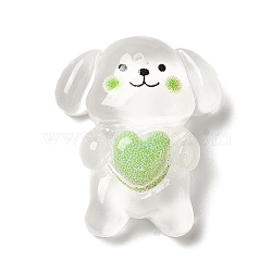 Translucent Resin Decoden Cabochons, Cartoon Dog with Heart, Clear, 25x21x9mm(RESI-M039-04K)