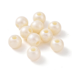 ABS Plastic Imitation Pearl European Beads, Large Hole Beads, Round, Beige, 11.5x9.5mm, Hole: 5.2mm, about 847pcs/500g(KY-F019-06A)