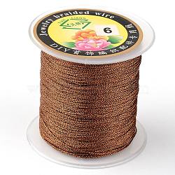 Round Metallic Thread, Embroidery Thread, 9-Ply, Coconut Brown, 0.8mm, about 65.61 yards(60m)/roll(MCOR-L001-0.8mm-16)