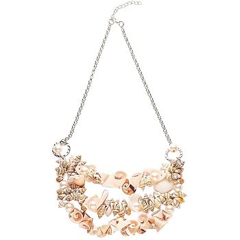 Shell Bib Statement Necklaces Set, with Jewelry Cardboard Boxes, Platinum, 21.8 inch(55.5cm)