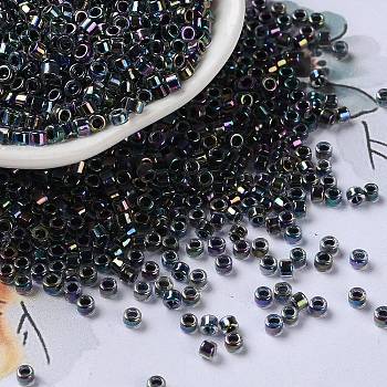 Glass Seed Beads, Opaque Colours Rainbow, Cylinder, Black, 2.5x2mm, Hole: 1.4mm