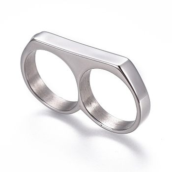 304 Stainless Steel Finger Rings, Double Rings, Stainless Steel Color, Size 7~12, 17~21.5mm